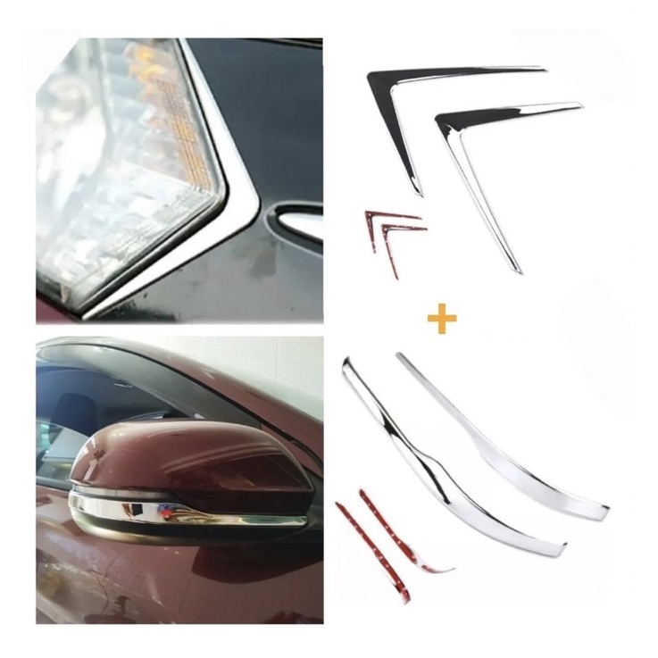 Filete Cromado Retrovisor + moldura Farol dianteiro Honda Hrv 2015 2016 2017 2018