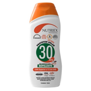 Protetor Solar FPS 30 com Repelente 120 ML Bisnaga NUTRIEX em Oferta na Shopee
