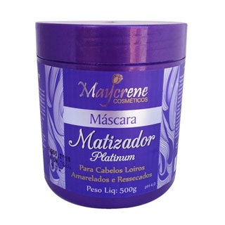 Máscara Matizadora Platinum Maycrene 500g, para cabelos matizados e hidratados.