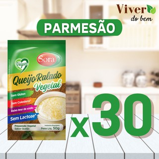 Sora Queijo Parmesão Ralado Vegetal Vegano Zero Lactose 30 Unidades de 50g