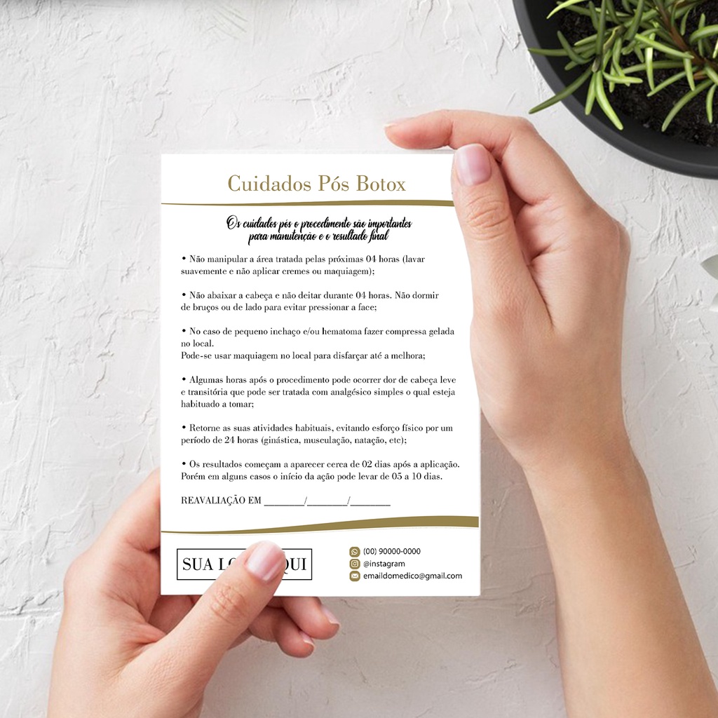 Bloquinho para Cuidados Pós Botox - Personalizado - 10x14cm - 50 folhas