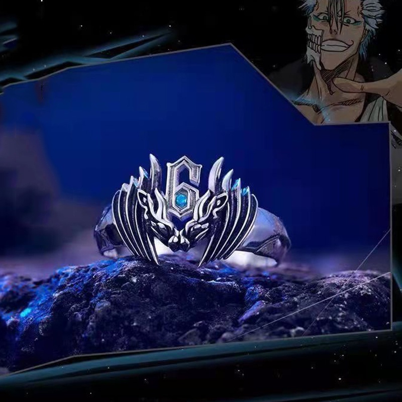 Anel De Anime Bleach Grimmjow Jeagerjaques Cosplay Ajustável Abertura Unisex Anéis Jóias Prop Acessórios Presente
