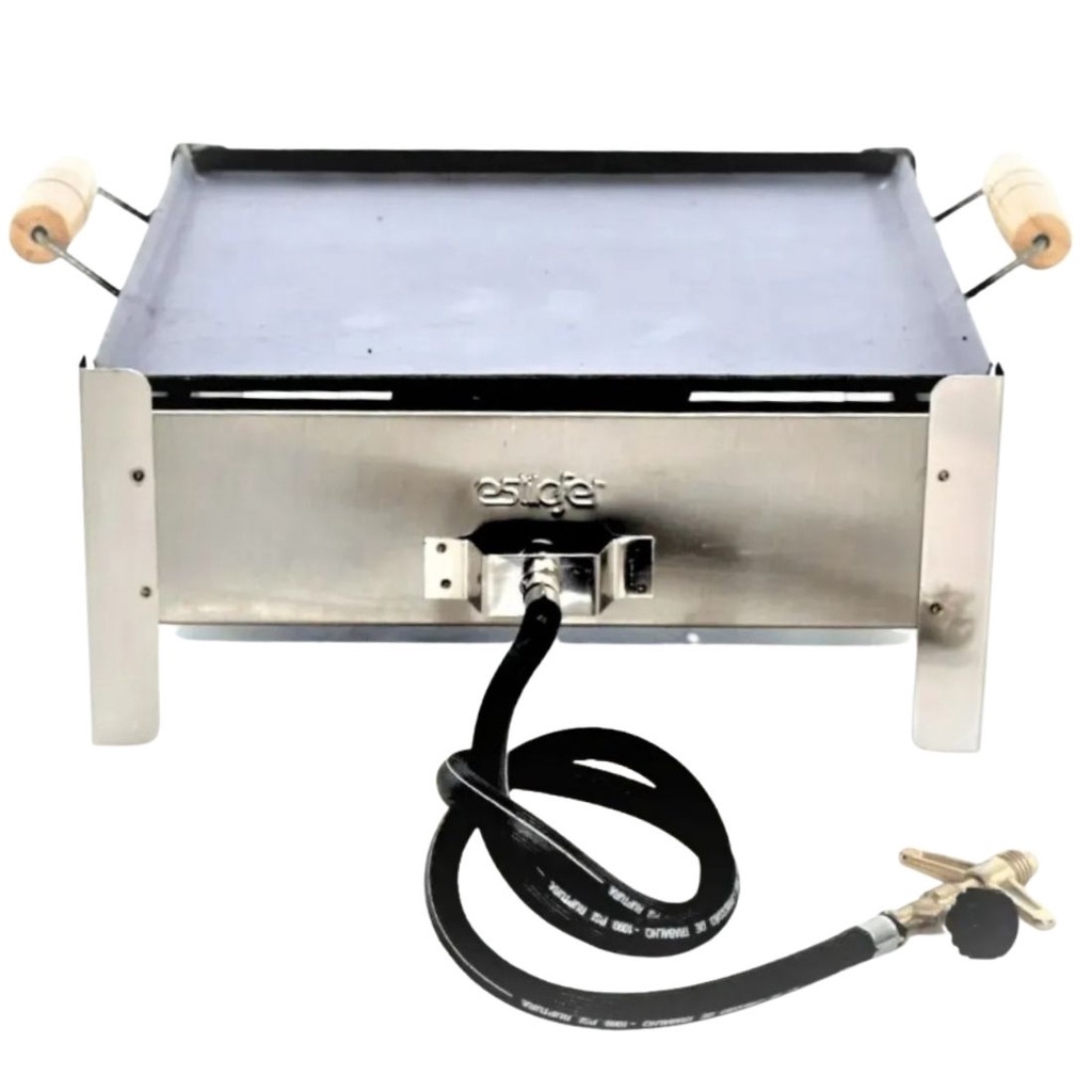 Fogão Fogareiro Inox Alta Pressão 1 Boca Reforçado + Chapa - E006