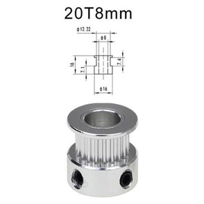Polia Gt2 20 Dentes Furo 8mm P/ Correia 6mm 3d Cnc 20TB8W6