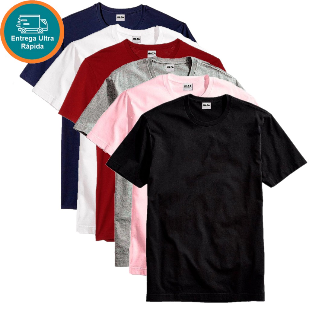 5 Camiseta Gola Masculina Lisa 100% Algodão Básica Camisa Blusa Camisa Atacado Lisa Uniforme Branca Preta Cinza maza