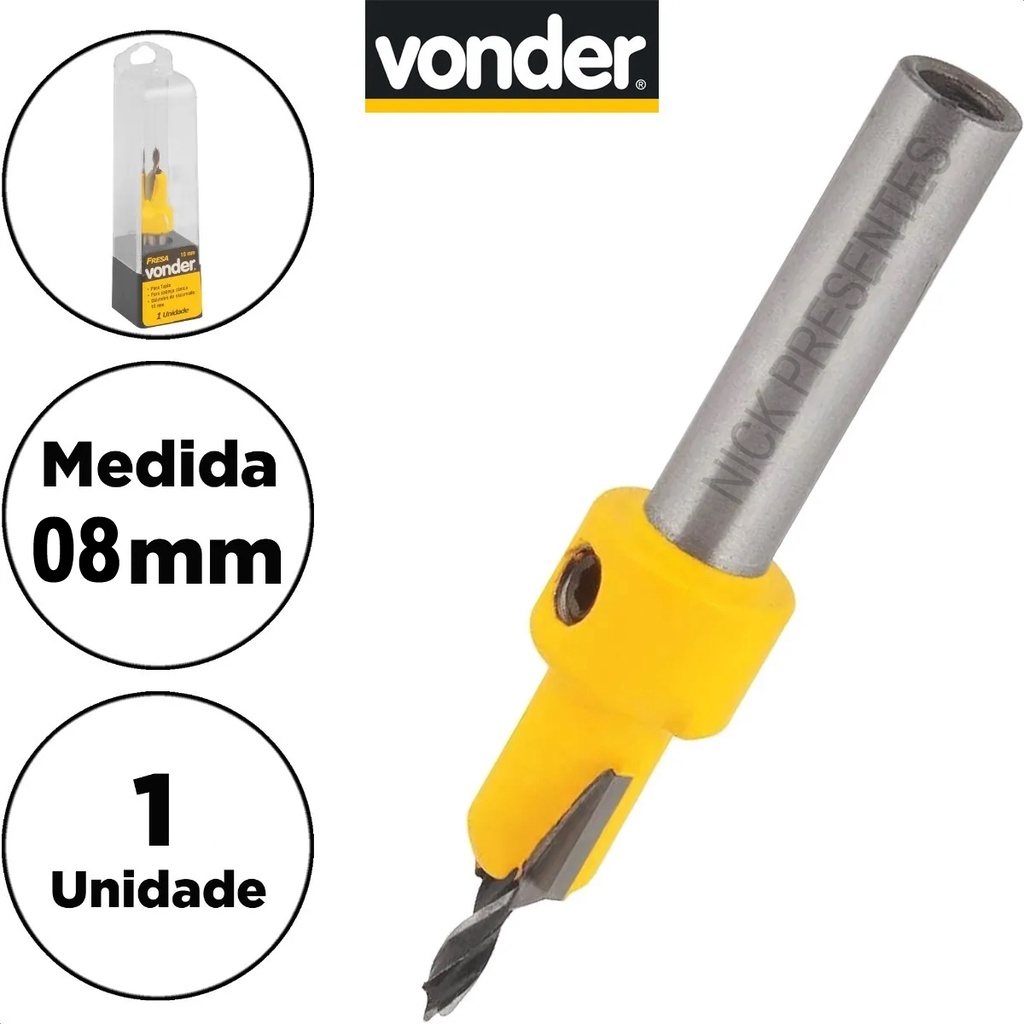 Broca Escariadora Vídea Escareador Escarear 8x3mm Madeira