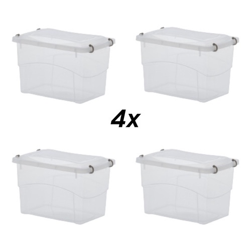 Kit 4 Caixa Box Organizadora com Tampa e Travas Laterais Transparente 5 Litros Multiuso Utensilios
