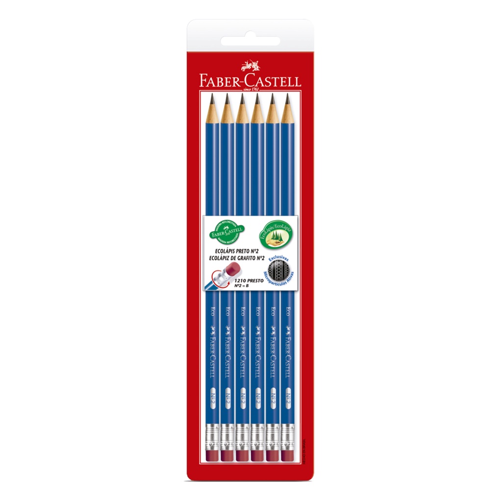 Cartela 06 Ecolápis Grafite FABER-CASTELL Max Redondo com Borracha em Oferta na Shopee