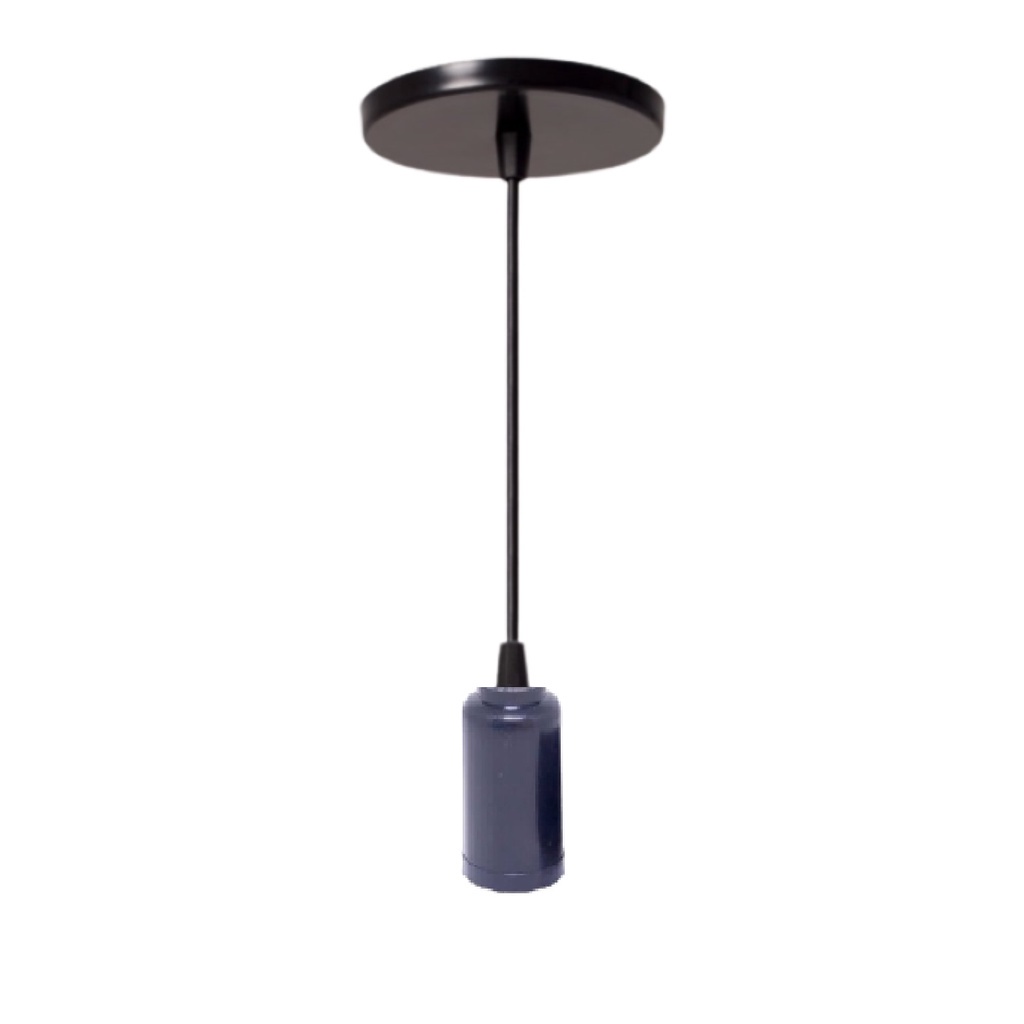 4 Pendente Cabo PP 1m Canopla TERMOPLÁSTICO Preto Bivolt