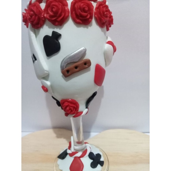 taça de vidro decorada utilizável e lavavel Maria navalha decorada com biscuit envernizada