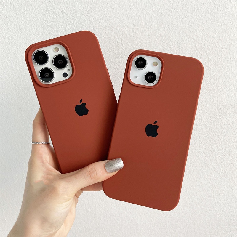 Marrom Para iPhone 18/17/16/15/13/14/12/11/Pro max/Air/XS XR/7/8/Plus/SE/Mini/Capa De Telefone De silicone Líquido