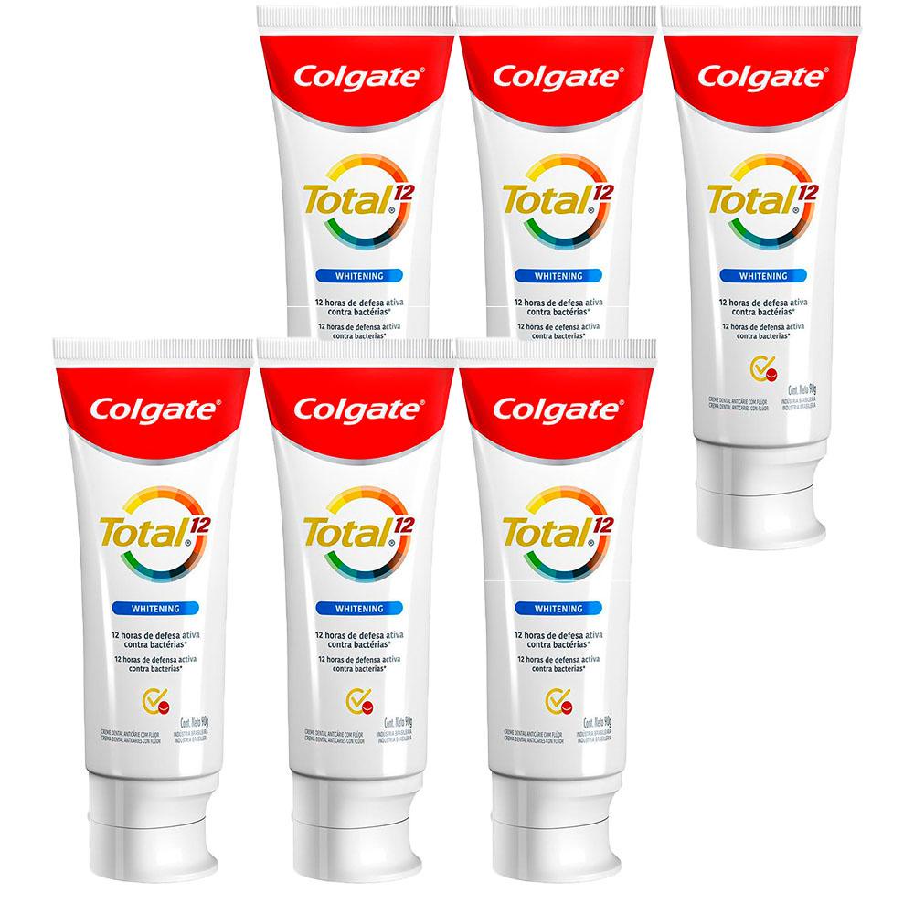 Kit Creme Dental Colgate Total 12 Whitening 90g com 6 unidades em Oferta na Shopee