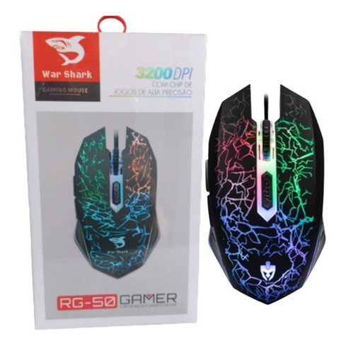 Mouse Gamer Led Decorativo C/ Fio Botões Laterais 3200DPI RG-50 Aqui você compra, e recebe.