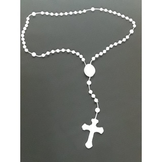 2 Unidades - Terço de Nylon /Plástico / Cor Branco Leitoso