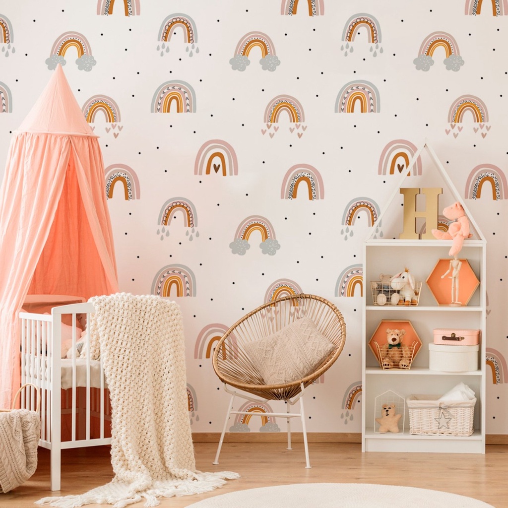 Adesivo decorativo quarto infantil arco íris (tons pasteis)