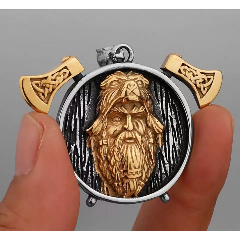 Cordão com Pingente em Aço Inox Guerreiro Águia Nórdico Vikings