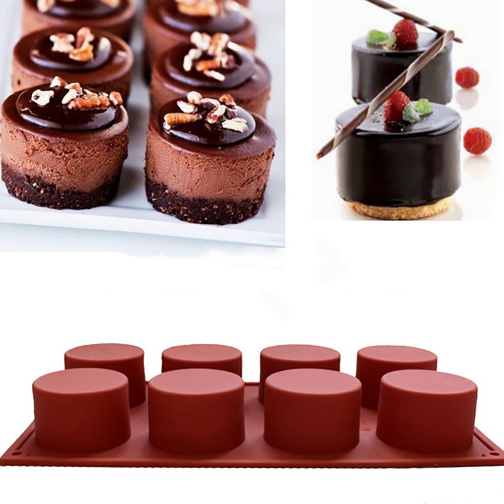 Forma de Silicone Redonda para Bolos com 8 Cavidades - Forma para Gelatina, Pudim, Sabonete, Gelo, Pão e Biscoitos.