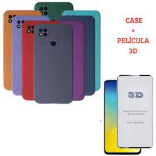 Kit 2X1 Xiaomi Redmi 10A -Película Frontal Ceramica 3D +  Capa Silicone Aveludada Colorida Protetora