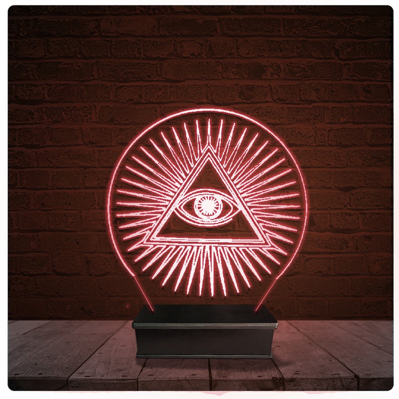 Abajur Luminária Acrílico Led - Maçonaria Olho Que Tudo Vê
