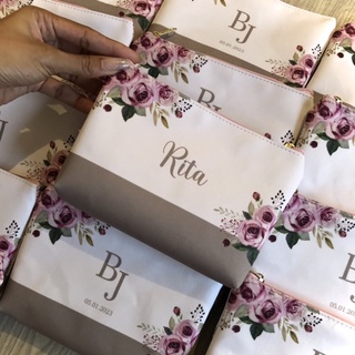 Necessaire Personalizada C/ Nome Floral para Presente Casamento Tamanho 14x18