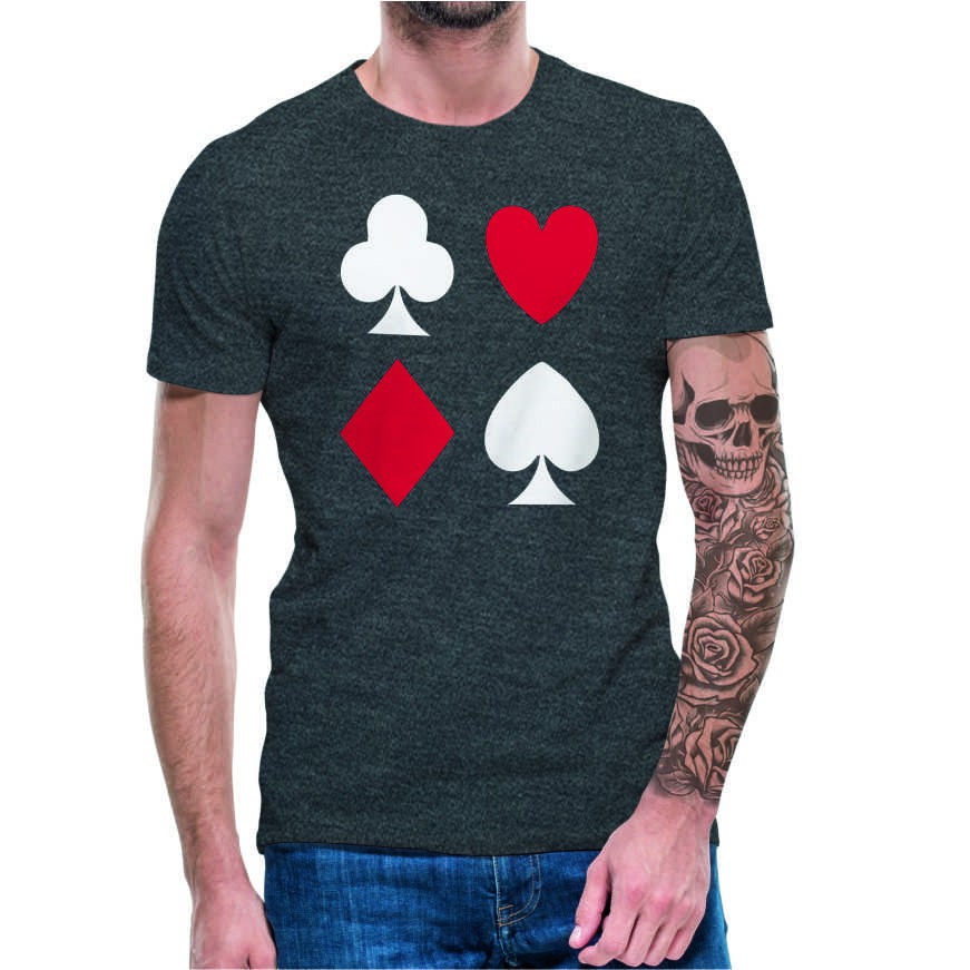 Camiseta Truco Camisa Poker Masculina 100% Algodão Varias Cores Naipe De Baralho Cartas De Jogos De Truco