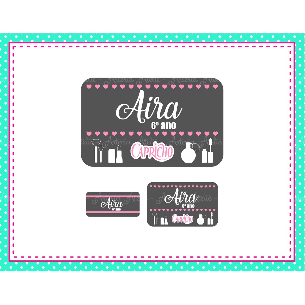 Etiqueta Adesiva Material Escolar Caderno Lápis Mochila Menina Maquiagem Adolescente Make Capricho
