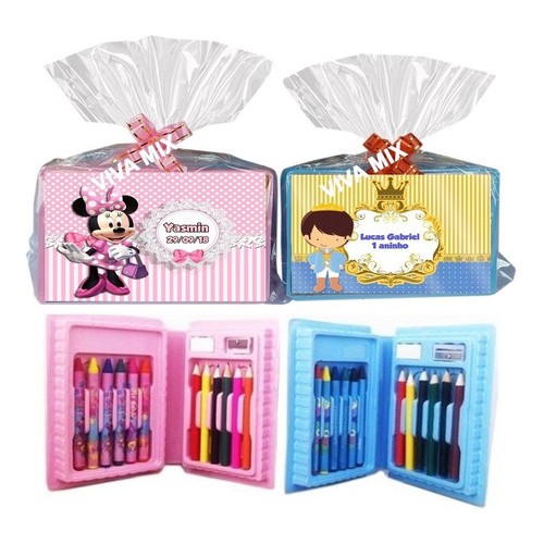 Kit 20 Un Maleta Estojo De Pintura Personalizado Minnie, Mickey e Etc em Oferta na Shopee