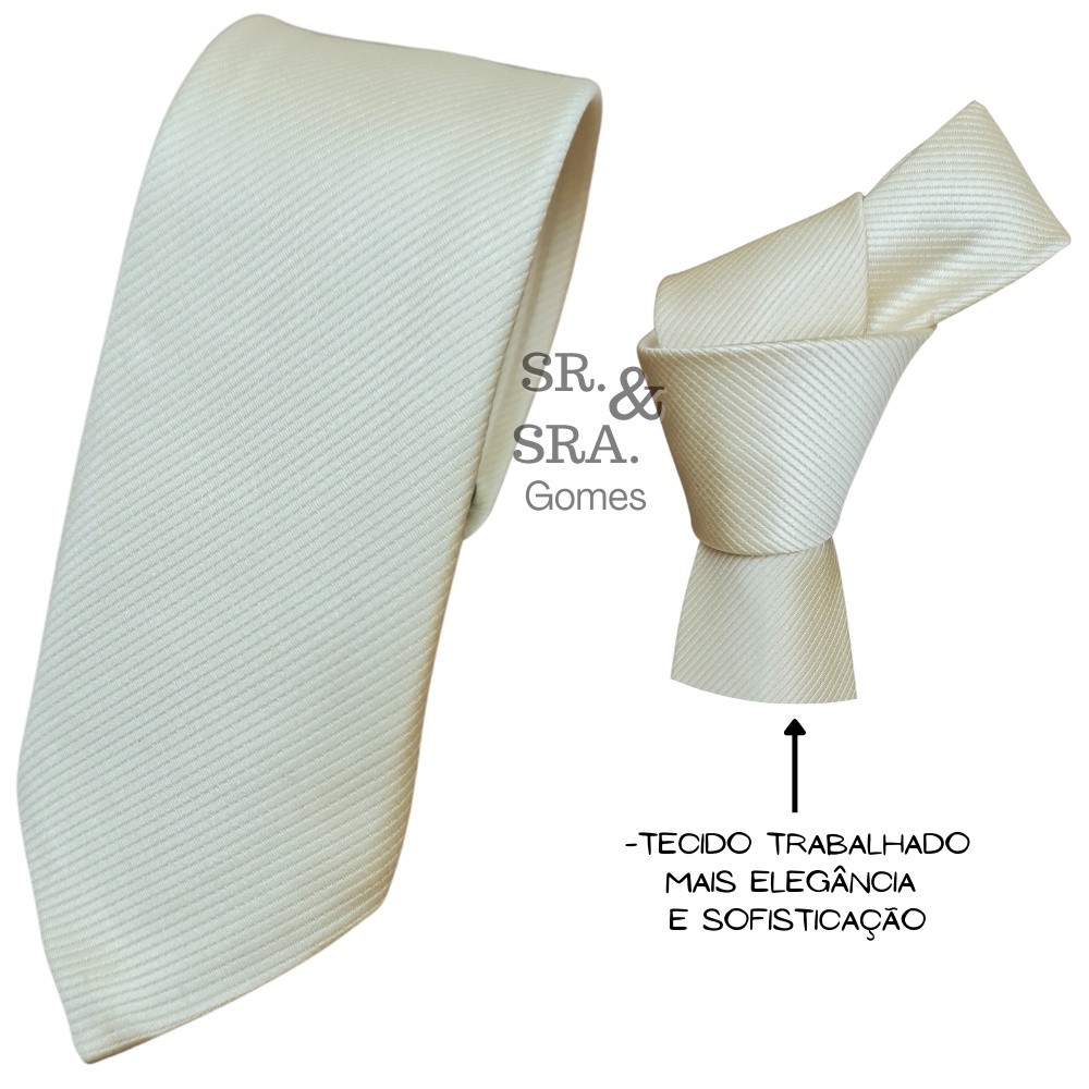 Gravata Champanhe Palha Tecido Trabalhado