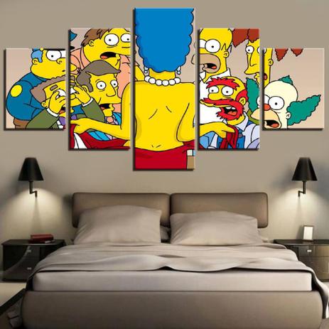 Quadro Decorativo Mosaico 5 Peças simpsons adulto desenhos   Mdf Alta Qualidade em Oferta na Shopee