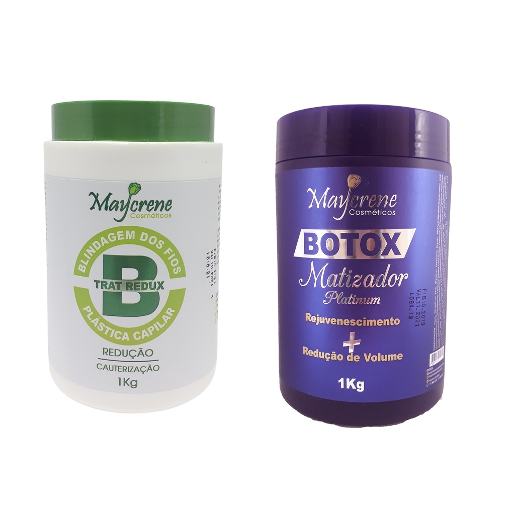 Botox Profissional Trat Redux 1kg mais Botox Matizador Platinum 1kg Maycrene Cosméticos 2X1KG