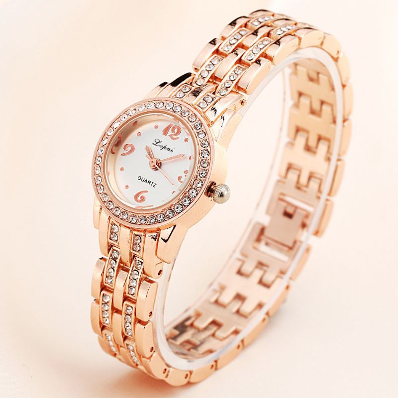 relógio feminino LVPAI Marca Pulseira Relogio de Forma Das Mulheres De Luxo Simulado Diamante Liga de Quartzo Relógios De Pulso Relógios Mulheres