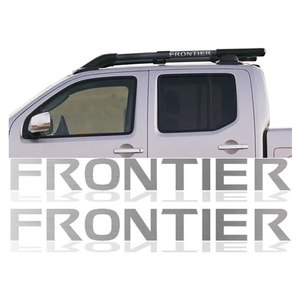 Par De Adesivo Emblema Rack De Teto Frontier Aço Escovado