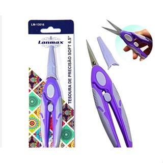 Tesoura Precisão Ponta Fina Cabo Emborrachado 6.5cm tesoura Lanmax em Oferta na Shopee