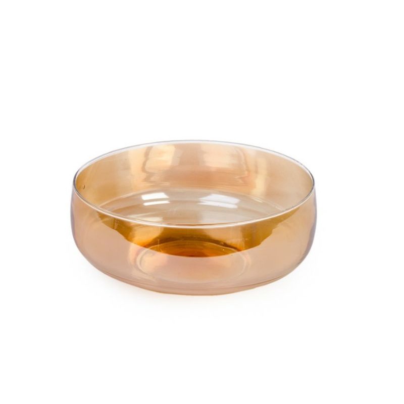 Vaso Terrário Vidro Aquário Grande Dourado Âmbar Translúcido Decorativo