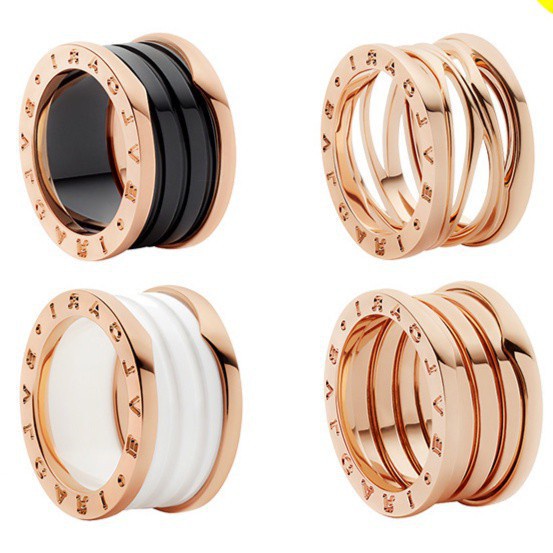 BVLGARI Rings  Rose Gold Silver Loops White Black Ceramic Spiral Can  Choose Box | Shopee Brasil