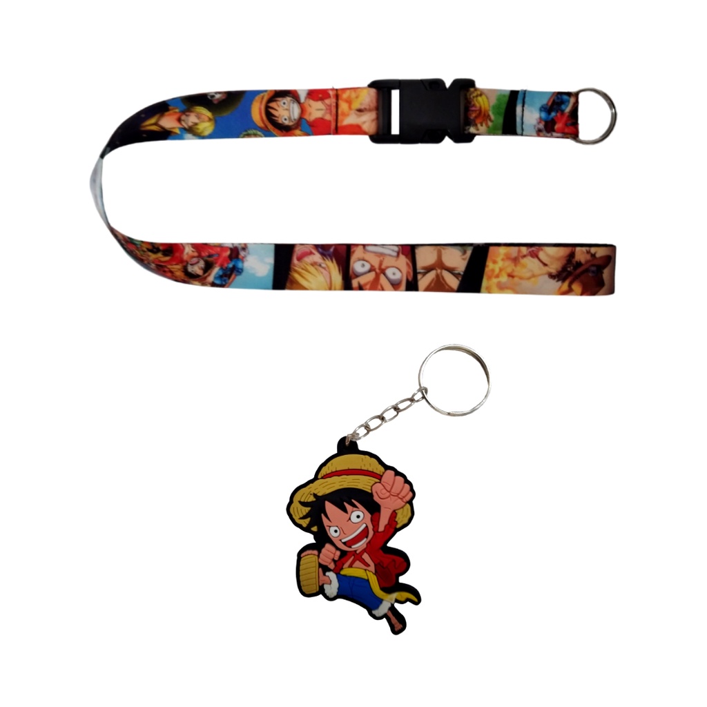 Kit Cordão One Piece com Fecho Engate Rápido + Chaveiro Emborrachado Alto Relevo One Piece em Oferta na Shopee
