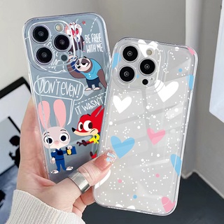 Para Samsung Galaxy A33 A53 A73 5G A32 A52 A72 A31 A51 A71 A23 Casal Coração Fofo Coelho Raposa Transparente TPU Gel Capa Almofada De Ar Borda Quadrada Antiqueda