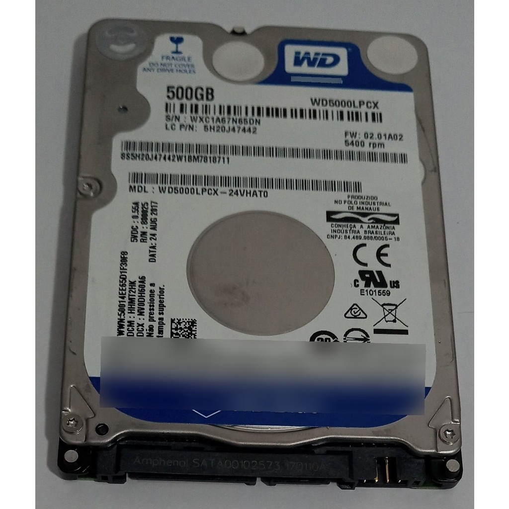 Hd Notebbok Pc Western Digital Blue Wd5000lpcx 500gb