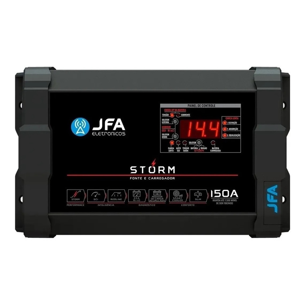 Fonte Automotiva Jfa Storm 150a Bivolt Com Medidor Cca E Sci
