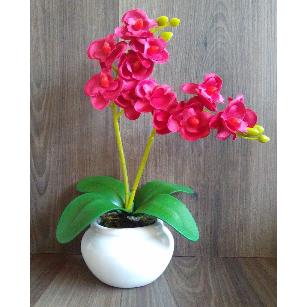 Mini Arranjo De Orquídea Vermelha Artificial No Vaso Cerâmica Branco |  Shopee Brasil