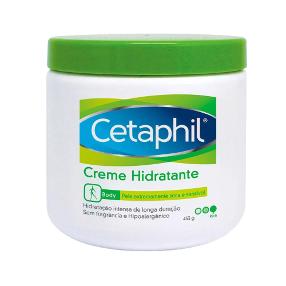 Cetaphil creme hidratante 453g pele ressecada extrema cotovelo joelho verde