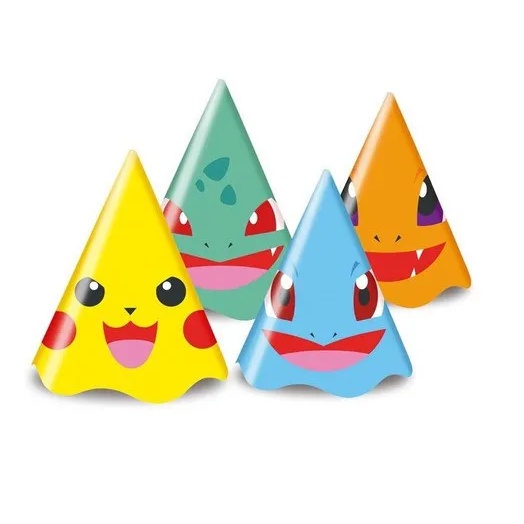 Chapéu de Festa Pokemon 08 Unidades Festa Pikachu