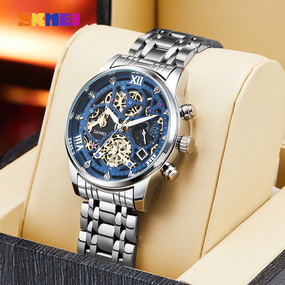 Relógio Quartzo Masculino SKMEI À Prova D'água Esportivo Pulseira De Aço Inoxidável Business De Marca De Alta Qualidade em Oferta na Shopee