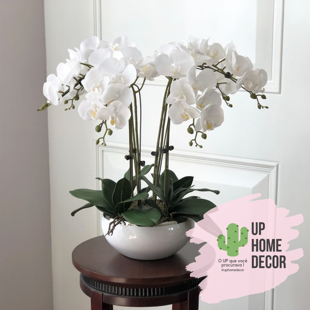 Planta Galho Orquídea flor branca artificial para arranjos e decoração da  sua casa mesa de jantar centro de mesa/ casamento/ noivado/ noiva | Shopee  Brasil