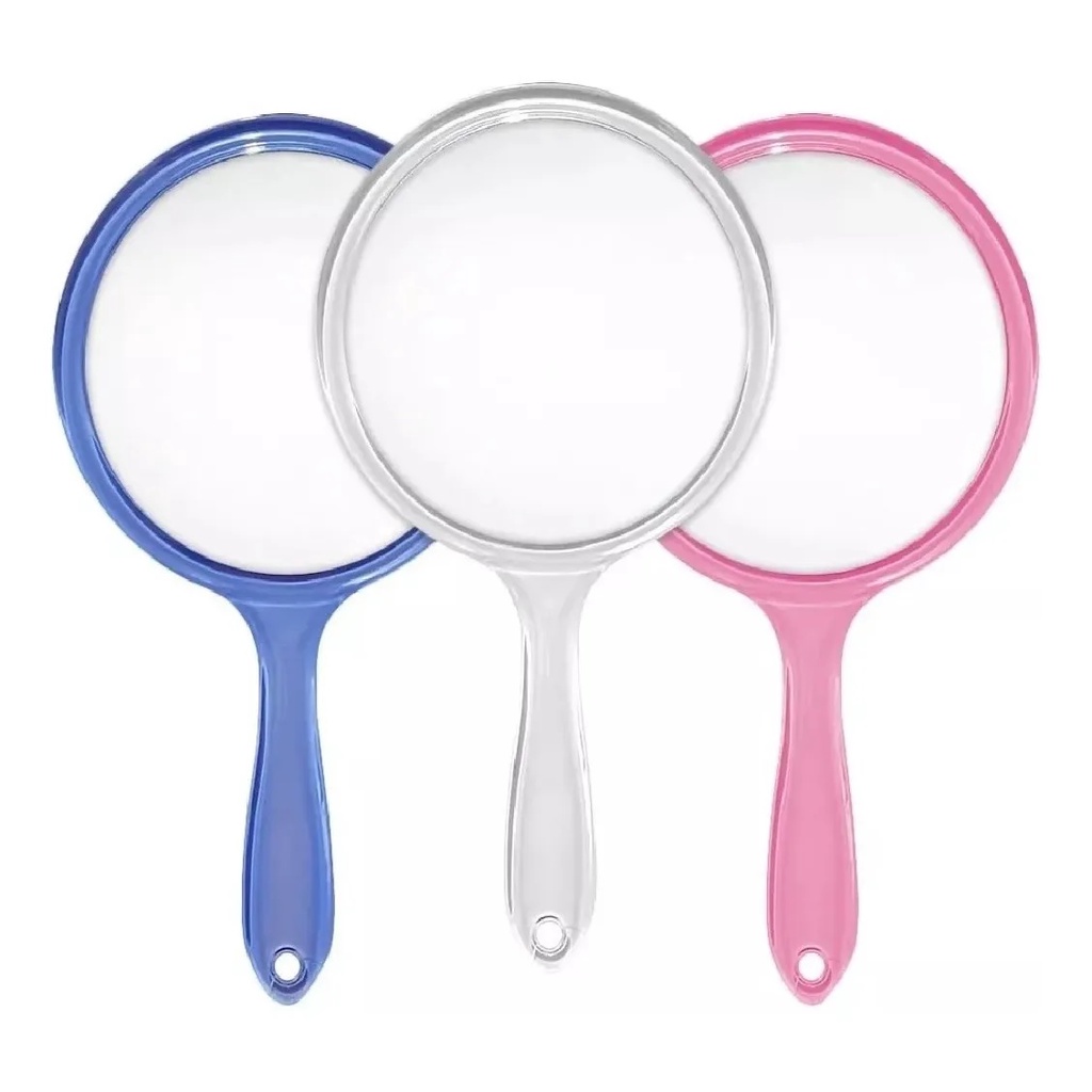 Espelho de Mão Redondo Dupla Face com Zoom 2x Dentista Maquiagem