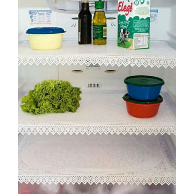 TOALHA GELADEIRA em PVC tamanho 35x53cm que imita Crochê e Renda Utilizado para forracao de geladeira ajudando na proteção e conservação evitando arranhões e sujeiras