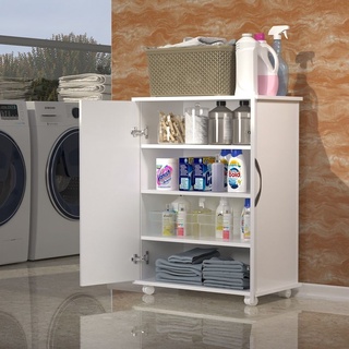 Armário Balcão 5 Prateleiras Branco Com Rodinhas porta duplas em Oferta na Shopee