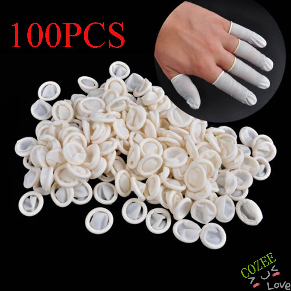 100pcs Protetor De Dedo De Látex Descartável Antiderrapante Natural / Ferramenta Para Unhas Artísticas