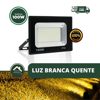 Refletor 100w Branco Quente LED holofote 3000k IP66 A Prova D'Àgua bi-volt 110/220 em Oferta na Shopee