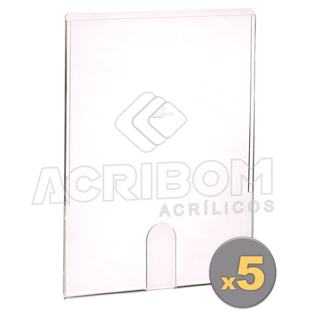 Display Acrílico A4 Para Elevador / Suporte de Parede A4 em Acrílico Cristal / Display A4 / Porta Panfleto A4 - Kit C/ 5 Peças - Acribom